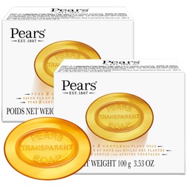 Pears Soap, Pure & Gentle with Natural Oils, 2-Pack – Transparent Amber Glycerin Soap for Pampered, Glowing Skin, 3.53 Oz Ea