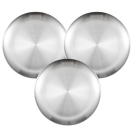 Pack of 3 Stainless Steel Plates - Camping Plates Diameter 20 cm, Camping Tableware Stainless Steel Round Tableware, Stainless Steel Camping Plates, Sturdy Stainless Steel Plates for Camping, Picnic