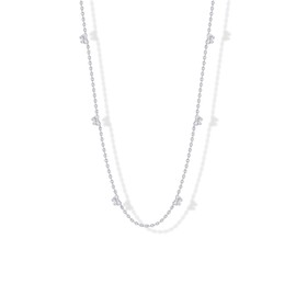 PAVOI 14K Gold Plated Bow Station Necklace for Women - Lobster Clasp Chain Fashion Jewelry, 16"+2", White Gold, No Gemstone