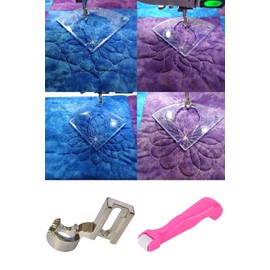 Free Motion Quilting Rulers and Templates Set, Incuding 4pcs Rulers, 1pcs Low Shank Ruler Foot, and 1pcs Seam Pressing Wheel