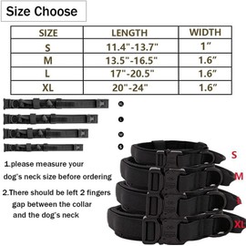 Collar para Perro, Correa para Perro, Collar de Nailon Militar Táctico Ajustable, con Asa de Control y Hebilla de Metal, para medianos, Grandes Perros, Perros Al Aire Libre Entrenamiento (Negro, M)