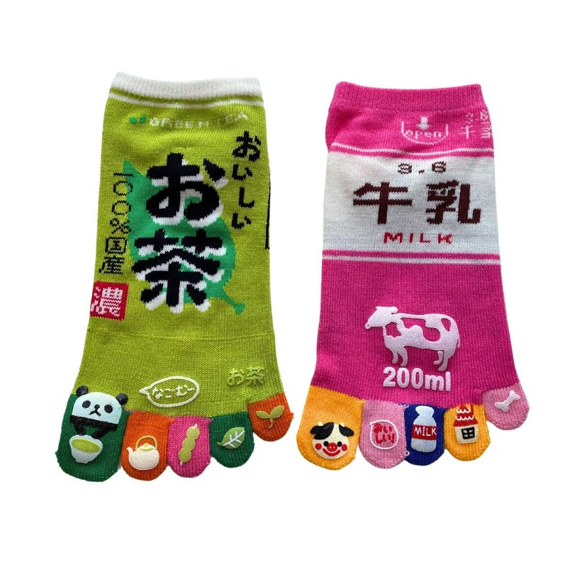 [Mode Select] Women's 5 Toe Socks, Characters, 2 Pairs Set,