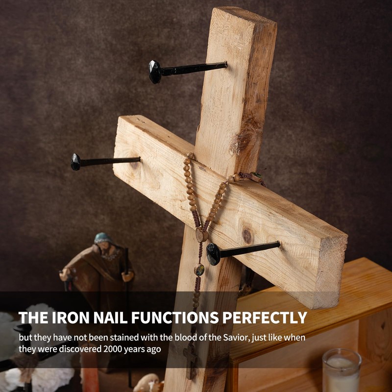 TRASEXTRA 30 Pcs Wrought Iron Decorative Nails,Jesus Cross,Confirmation Gifts,Hand Forged