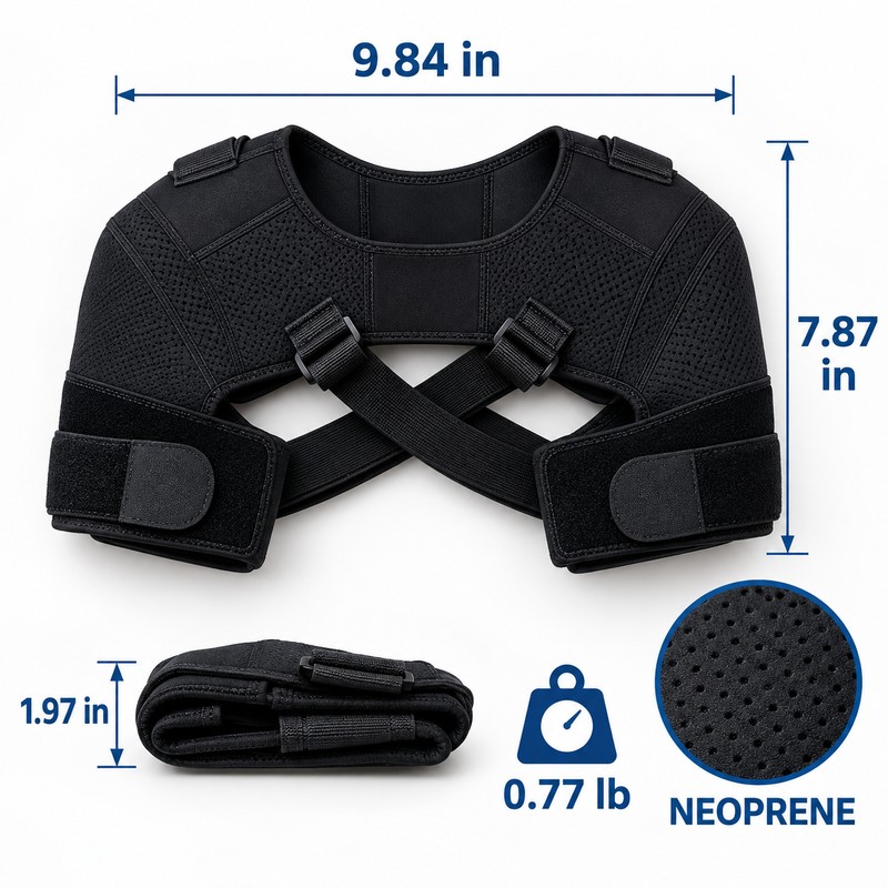 Adjustable Double Shoulder Brace – Breathable Neoprene Compression Support with