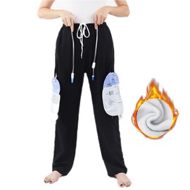 Fleece Lined Catheter Leg Bag Pants - Urine Bag Pants with Double Pockets for Men & Women - Holds (2) 2000ml Leg Bags - Compatible with Nephrostomy, Foley, Suprapubic & Biliary Catheters (Black，M)