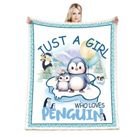 Just A Girl Who Love Penguin Blanket Cute Funny Penguin Decor Throw Blanket Gifts for Girls Boys Penguin Lover Super Warm Soft Plush Bedding Blanket (Penguin,50"x 60")