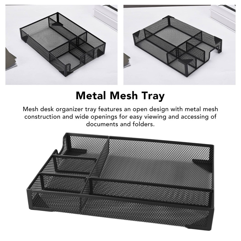 Metal Mesh Drawer Organizer Tray 5 Grids Multipurpose Stable Prevent