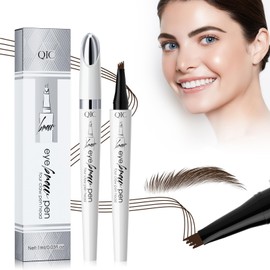 Eyebrow Pencil, Eyebrow Pencil with 4 Micro Fork Tips, Natural Waterproof and Durable for Men and Women, Effortless, Natural-Looking Brows (Dark Brown)