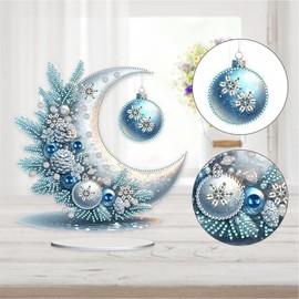 Acrylic Special Shaped Winter Moon Desktop Diamond Art Kits for Home Office