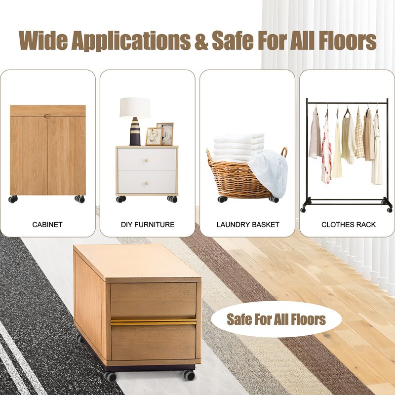 Cofufu Self Adhesive Caster Wheels Set for Trash Can, Storage