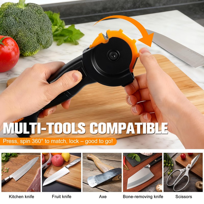 KimPump 6-in-1 Garden Tool & Kitchen Knife Sharpener with Ceramic,