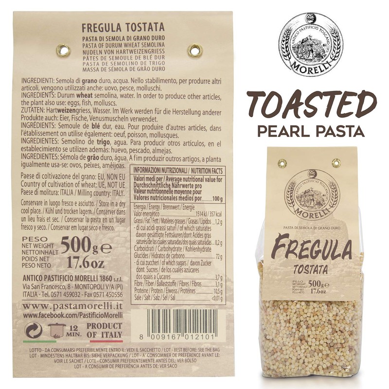 Morelli Pasta Toasted Fregola Sarda Pasta - Imported from Italy