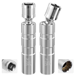 Maxentico Zündkerzenschlüssel 14mm und 16mm, 2 Stück Dünnwandig Zündkerzen Nuss, Zündkerzenschlüssel-Entferner, Universeller Flexibler Zündkerzenschlüssel Satz Werkzeuge, Zündkerzennuss Magnetisch