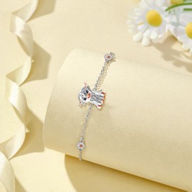 AXOMY Highland Cow Bracelet 925 Sterling Silver Daisy Bracelet Highland Cow Jewelry Gifts for Women