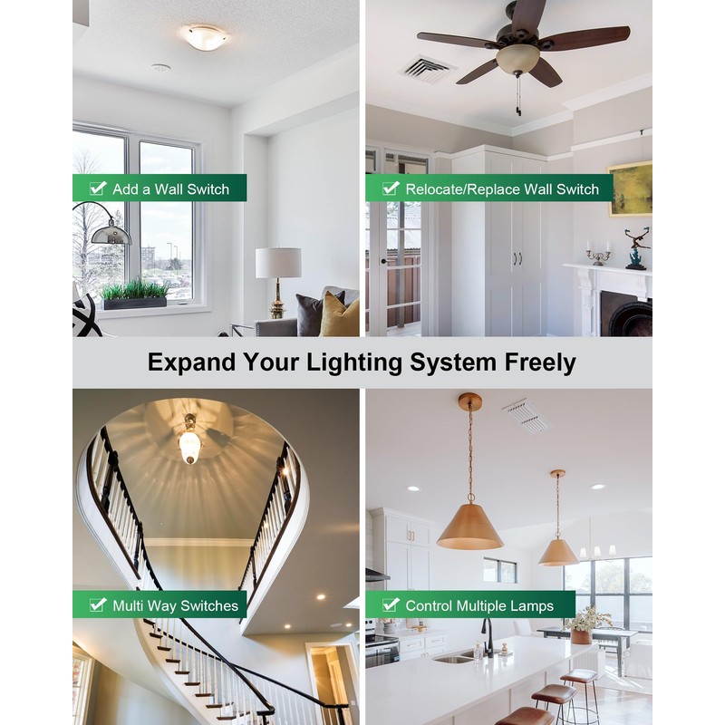 TREEWELL Wireless Light Switch and Receiver Kit, 200FT RF Range