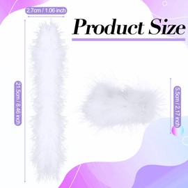 Jutom 2 Pcs White Women Feather Cuffs Wrist Snap Feather Slap Bracelet Fur Cuffs Fuzzy Handcuffs Wristbands Fluffy Bangle for Gifts Winter Accessory