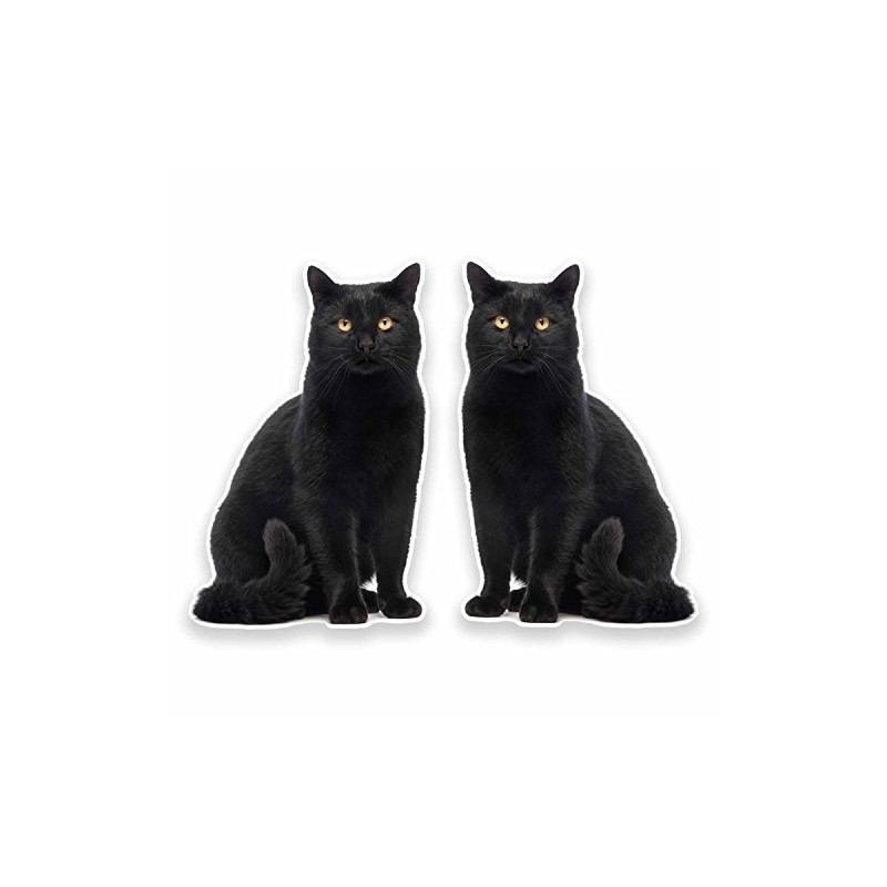 2 x 10cm Black Cat Vinyl Sticker Decal Laptop Tablet