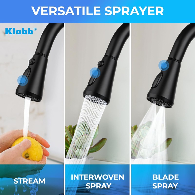 Klabb Single Handle High Arc Pull Out Kitchen Faucet, Matte