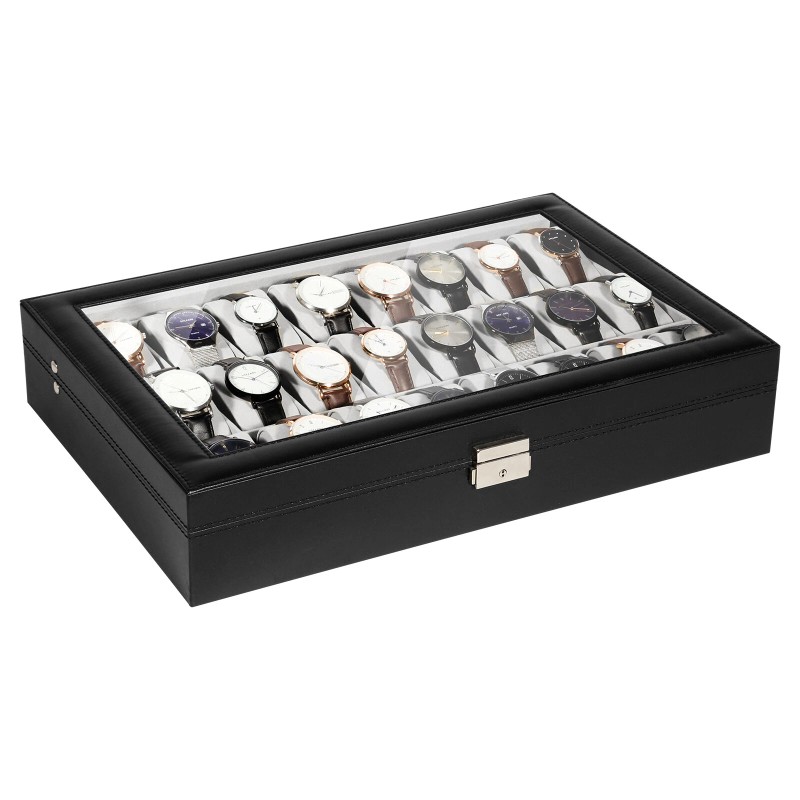 UTEN 24 Slots Watch Box Large PU Leather Jewelry Organizer