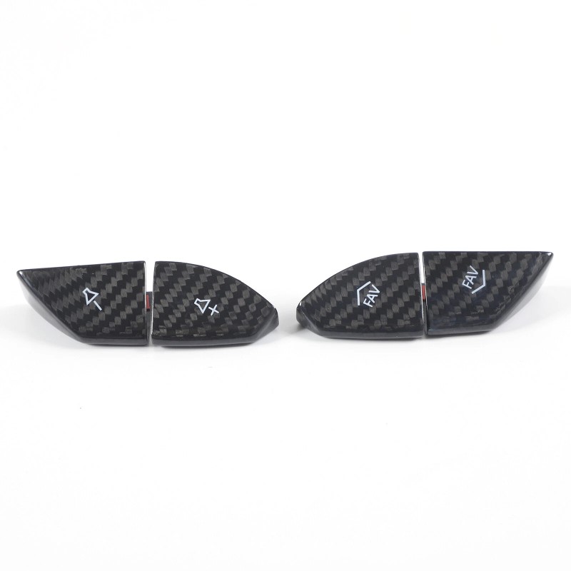 BEBECAR Real Carbon Fiber Steering Wheel Button Cover Trim Fits