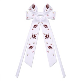 Game Day Hair Bows for Women Football Hair Bows Clips Jeweled Large Hair Bows Silky Satin Hair Ribbons Cheer Bows Red Blue Spirit Day Accessories Football Mom Game Day Accessories Outfits (Pattern C1)