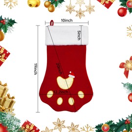 Dbfengbilan Pet Christmas Stocking with Dog and Cat, Hanging Christmas Stockings Dog Paw for Christmas Tree Fireplace Decorations 20inch
