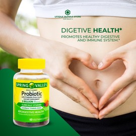 Probiotics Women and Men – 60 Vegetarian Gummies, 3 Billion CFU with Inulin, Digestive Health Supplement, Assorted Peach Strawberry Mixed Berry Flavors (Pack of 1)