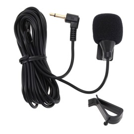 Micro Traders 1x Clip Microphone GPS Stereo Radio Wired Car Microphone Buckle Paste Type with Microphone Sponge Black 60Hz-15KHz, 3.5mm