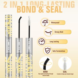 Lash Bond and Seal Cluster Lash Glue for Eyelash Clusters, Waterproof Eyelash Glue for DIY Lash Extension, Long Lasting 72H Super Hold Black Lash Adhesive for Beginners(10ML)