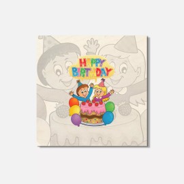 Unbranded Happy Birthday Cartoon 4'' X 4'' Square Wooden Coaster