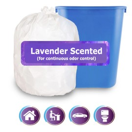 CCLINERS 4 gallon Trash Bags Lavender Scented (200 Count) Small Trash Bags CCLINERS White Bathroom Garbage Bags 15 Liter Trash Bags Diaper Bags Mini Wastebasket Can Liners for Home Office Bins (200 Bags)