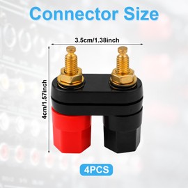 4pcs Banana Plug Jack, 2 Way Gold Plated Terminal Binding Post Speaker Binding Posts Power Amplifier Insulated Banana Plugs Connector for Speaker Amplifier Terminal
