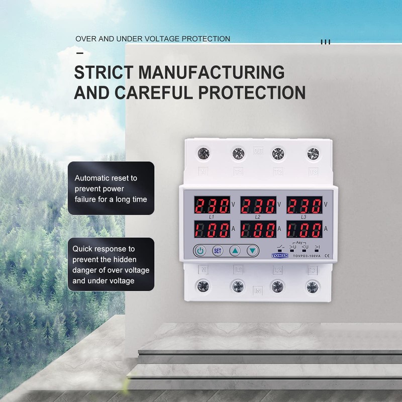 AC390-500V Electricity Meter, 3 Phases, DIN Rails, Voltmeter, Ammeter, DIN