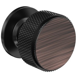 FURNIWARE Pack of 10 Knurled Cabinet Knobs, Oil Rubbed Bronze Cabinet Knobs, Solid Cupboard Handles with 2 Sizes Screws, Round Single Hole for Kitchen, Dresser, Wardrobe, Chest of Drawers, Furniture