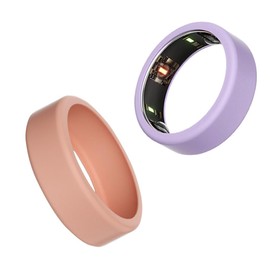 Booge 2 Pcs Silicone Ring Cover Compatible with Oura Ring Protector, Elastic Case for Oura Ring Gen 3 Working Out, (Purple + Pink, M for 11/12/13)