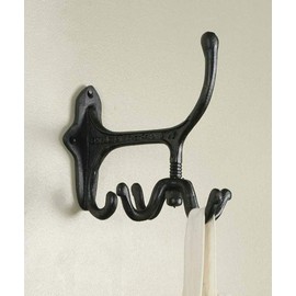 CTW Decorative Cast Iron Metal Spinning Wall Mount Hook, Vintage Inspired from 1895 Decor, Black