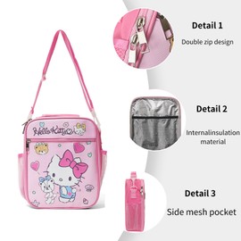 Cute Lunch Bags for Women, Large Capacity Lunch Tote with Adjustable Shoulder Strap, Reusable Insulated Lunch Box (Pink1)
