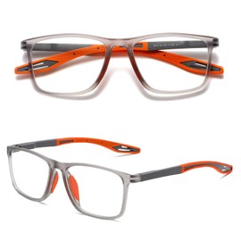 Hubeye TR90 Sports Anti Blue Glasses for Men and Women Square Comfortable Flexible Blue Light Blocking Computer Readers