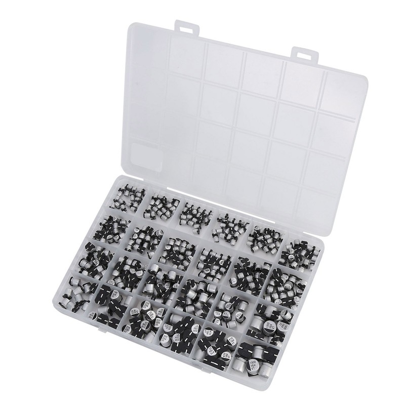 400Pcs SMD Electrolytic Capacitor 24 Values Aluminium 1uF‑1000uF Accessory Set