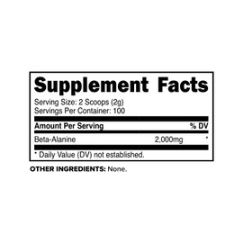 Primaforce Beta Alanine Powder, Unflavored, 200 Grams - Gluten Free, Non-GMO Supplement for Men and Women