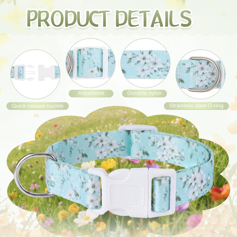 Yeyeplum 4 Pack Goat Collars with Bells Set, Adjustable Floral