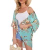 Ladies Chiffon Open Front Cardigan Printed Tops Solid Colour Kimono