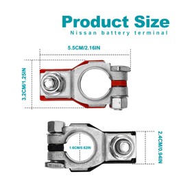 ZOKYUYS 1 Pair Premium Battery Terminal Connectors for Nissan - Compatible for Nissan, Rouge, Maxima, Murano, Positive and Negative Battery Terminals for Nissan, 243407F000,24340-7F000, 243407F001