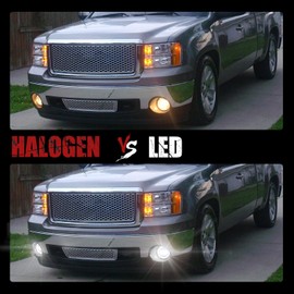 BUNKER INDUST LED Fog Light with Daytime Running Lights for 2007-2013 GMC Sierra 1500/2007-2014 Sierra 2500HD 3500HD, OEM Bumper Driving DRL Fog Lamp Assembly Kit