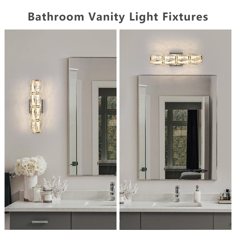 Luxury Chrome Crystal Wall Sconces, Modern Indoor Dimmable Wall Light