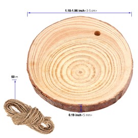 KOHAND 180 Stück unlackierte Naturholzscheiben, 3–5 cm natürliche Holzscheiben mit Löchern, Holzscheitscheiben, Ornamente, runde Holzkreise für DIY-Handwerksprojekte, Party-Hochzeitsdekorationen