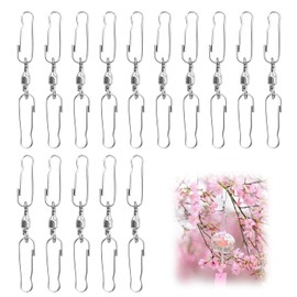 SANJSJHXJ Pack of 15 Stainless Steel Swivel Hooks for Wind Chimes, Windsocks, Hangers, Chimes for Wind Chimes, Stainless Steel, 8.0 cm Rotating Clips, Ideal for Garden & Home Decor