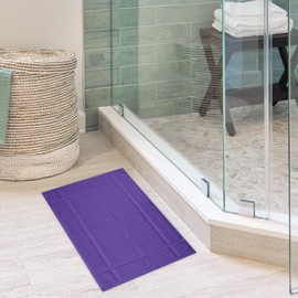 Ample Decor Cotton Bath Mats 2 Pack 24 X 17 Inches 1350 GSM Oeko Tex Certified Solid Construction Thick & Plush, for Bathroom Floor, Shower – Purple