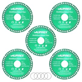 AUPREX 5 Pack 4 Inch Indestructible Disc for Grinder, 7/8" Arbor Angle Grinder Diamond Cutting Disc, Cut Everything in Seconds, Multifunctional Cutting Blade for Various Materials-Green