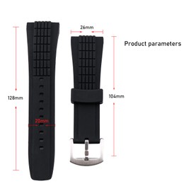 Topuly 26mm men's Rubber Watch Strap compatible with SEIKO VELATURA/SRH series SRH006 SPC007 Outdoor Watch Strap Watch Wirstband Bracelet for Men and Women